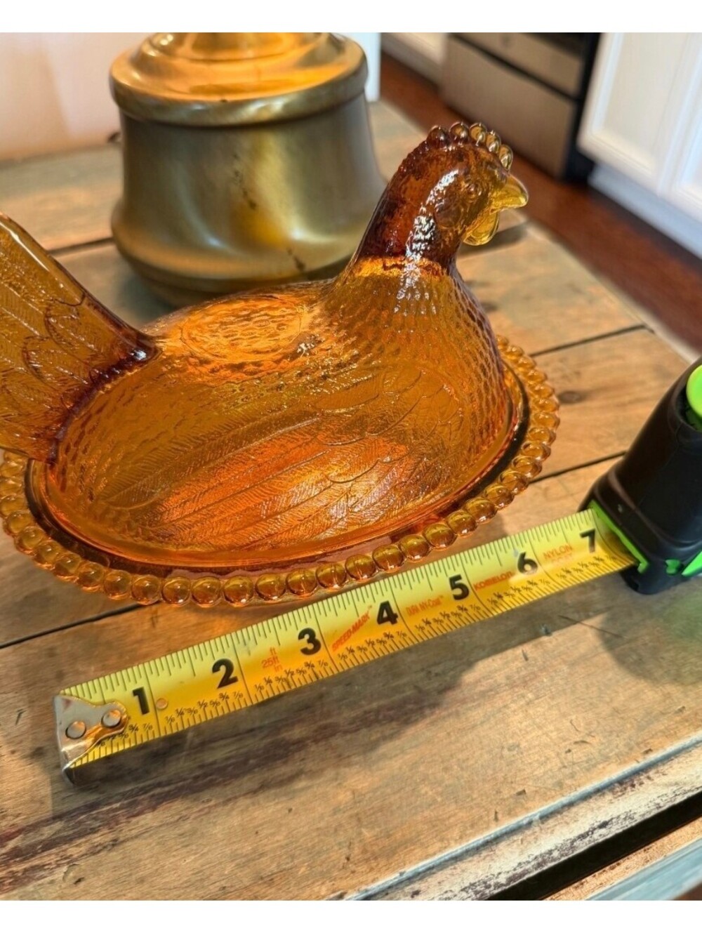 Vtg Indiana Glass Amber Hen on Nest Covered Candy Dish EUC Mid-Century 7”, 464 - Picture 7 of 8